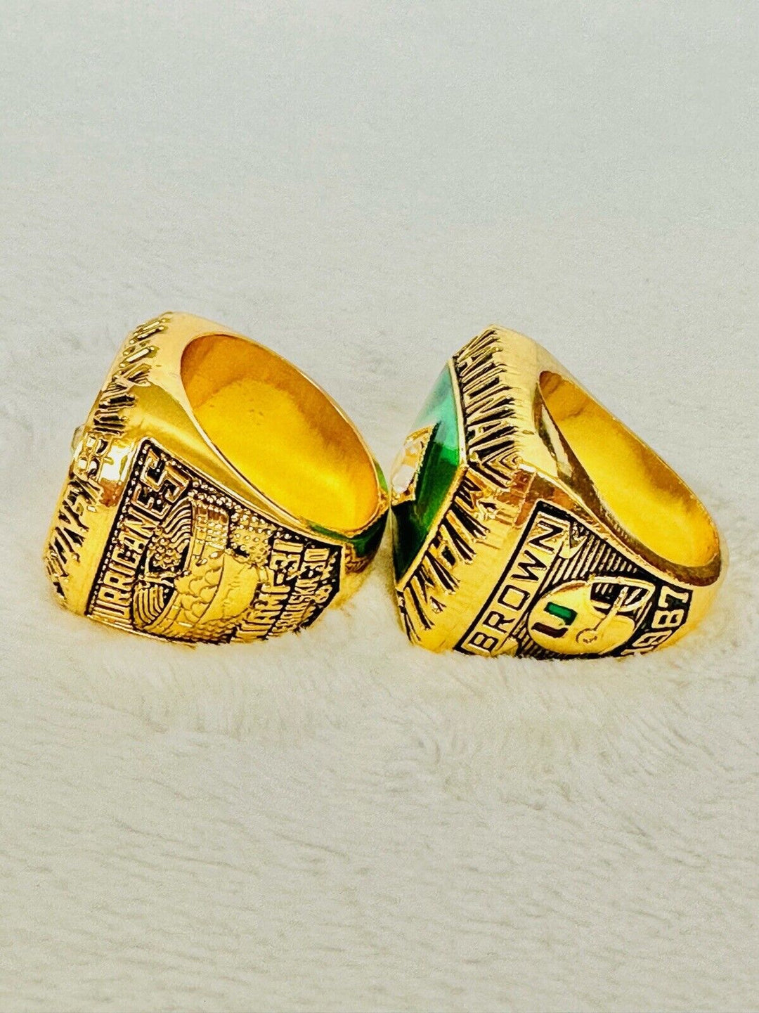 2 PCS Miami Hurricanes NCAA 18k GP Championship Ring m, US SHIP 1983/87 - EB Sports Champion's Cache
