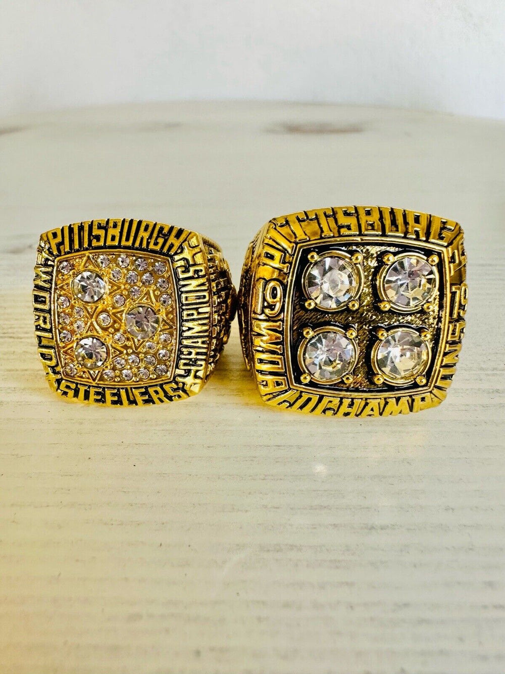2 PCS Pittsburgh Steelers Ring -Super Bowl Championship SET W Case, US SHIP 78/9 - EB Sports Champion's Cache