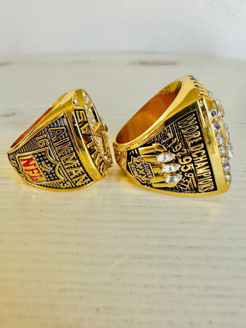 2 PCS Dallas Cowboys Championship Ring SET, US SHIP 1992/95 Aikman MVP - EB Sports Champion's Cache