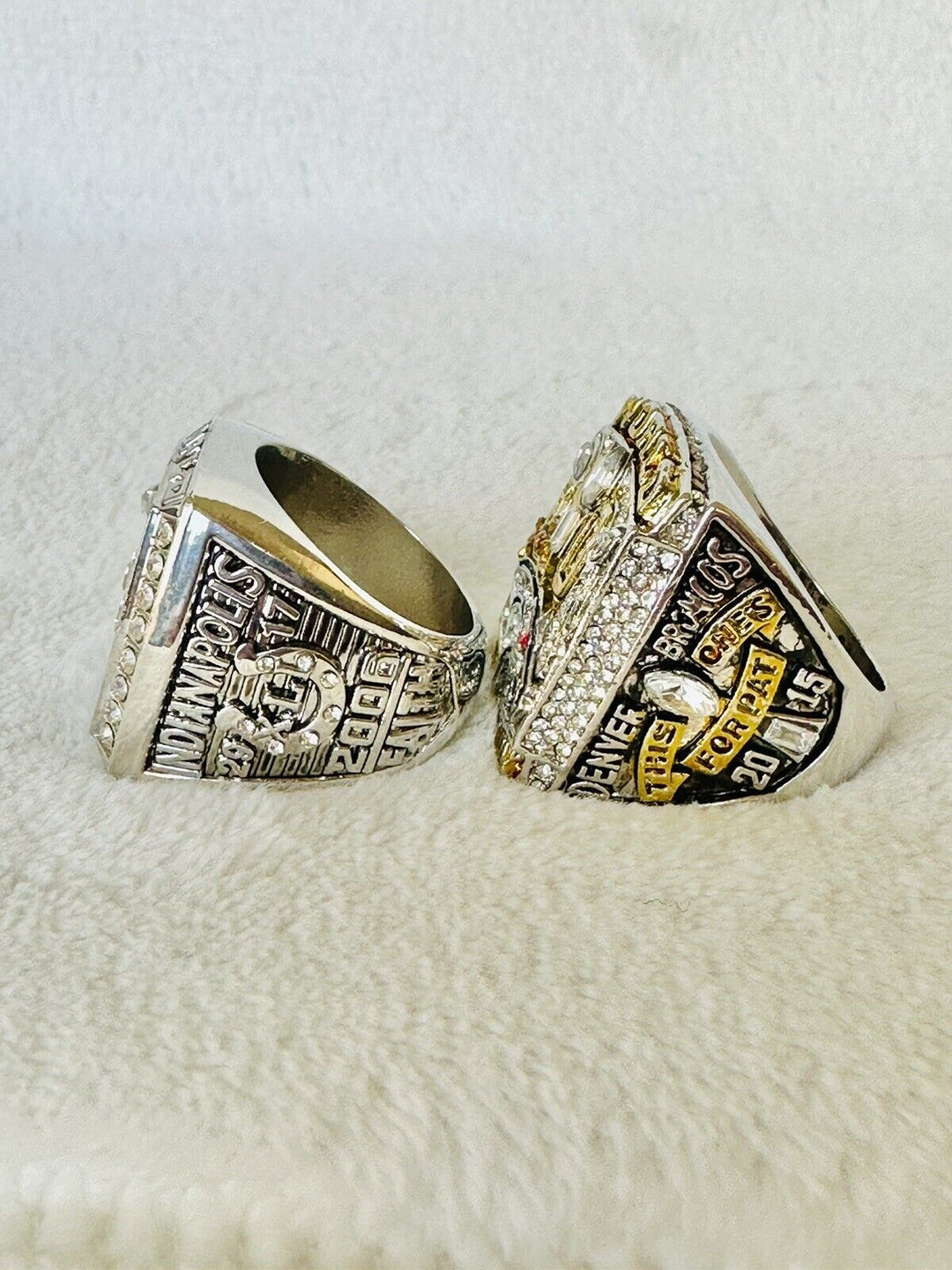 2 PCS Peyton Manning Super Bowl Championship Ring Set W Box, US SHIP - EB Sports Champion's Cache