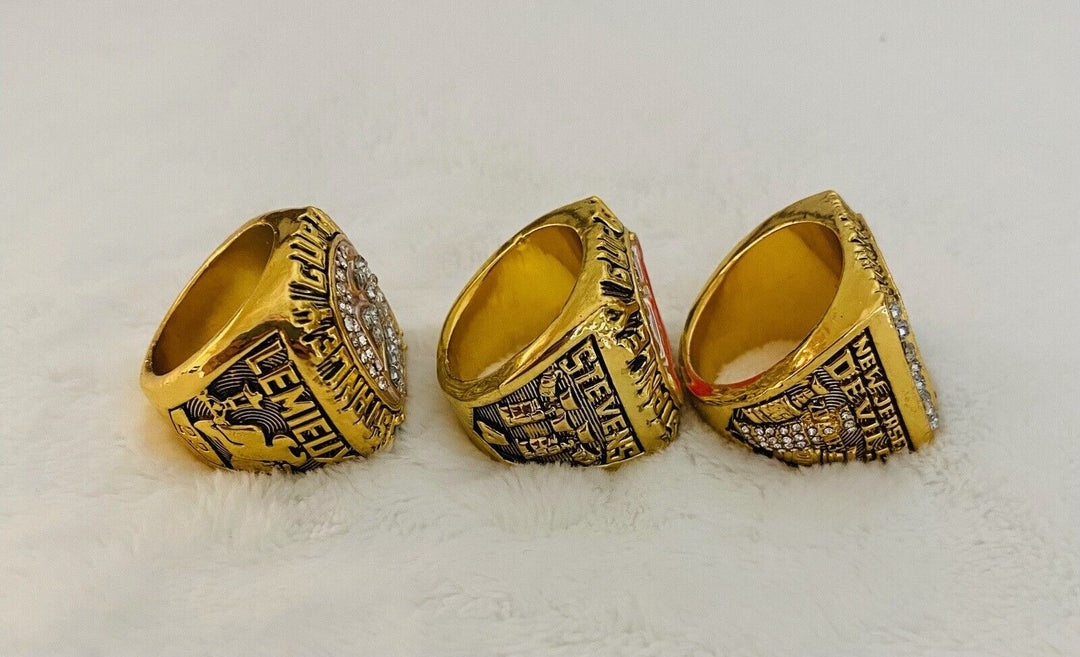 3 PCS Jersey Devils Stanley Cup 18k GP Championship Ring Set,  SHIP - EB Sports Champion's Cache