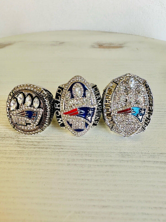 3 PCS New England Patriots Super Bowl Ring W Box, US SHIP 2014/16/18 - EB Sports Champion's Cache