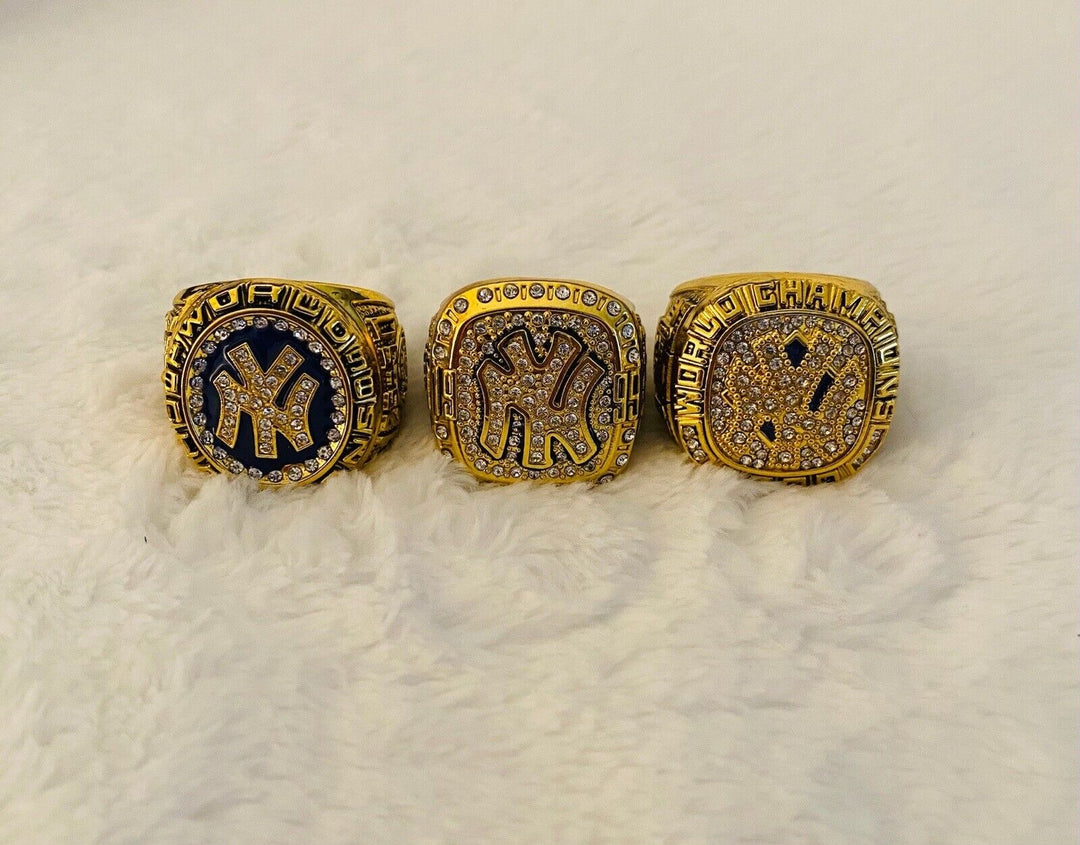 3 PCS NEW YORK Yankees World Series Champions Ring Set, US SHIP 1998/99/00 - EB Sports Champion's Cache