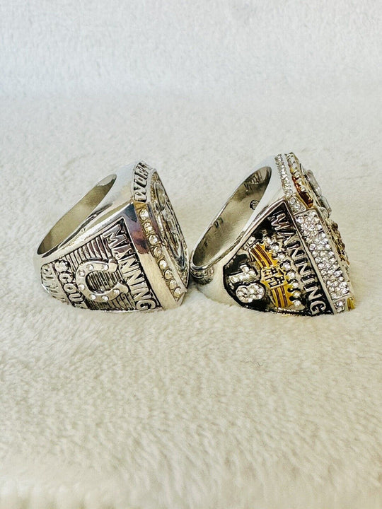 2 PCS Peyton Manning Super Bowl Championship Ring Set W Box, US SHIP - EB Sports Champion's Cache
