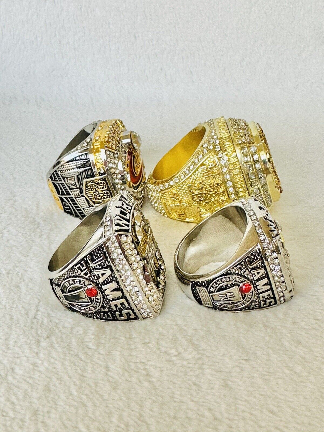 4 PCS Lebron James Ultimate Championship Ring Set,  SHIP - EB Sports Champion's Cache