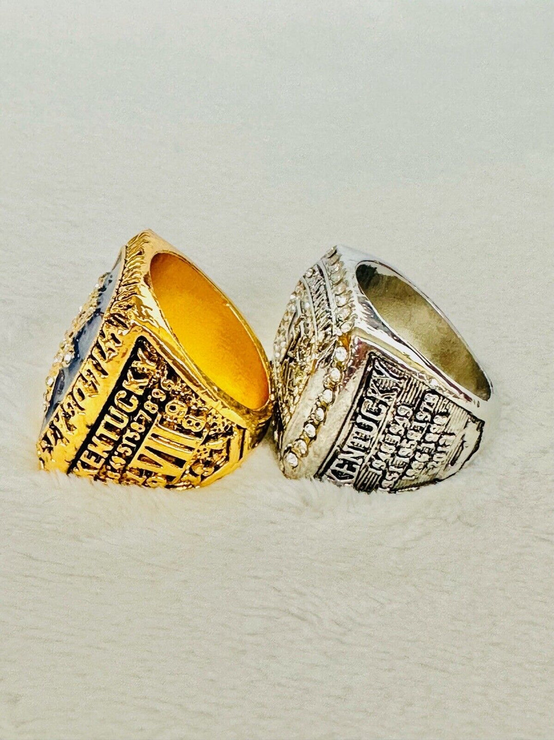 2 PCS Kentucky Wildcats 18k GP Brass Championship Ring W Box, US SHIP 1998/2012 - EB Sports Champion's Cache
