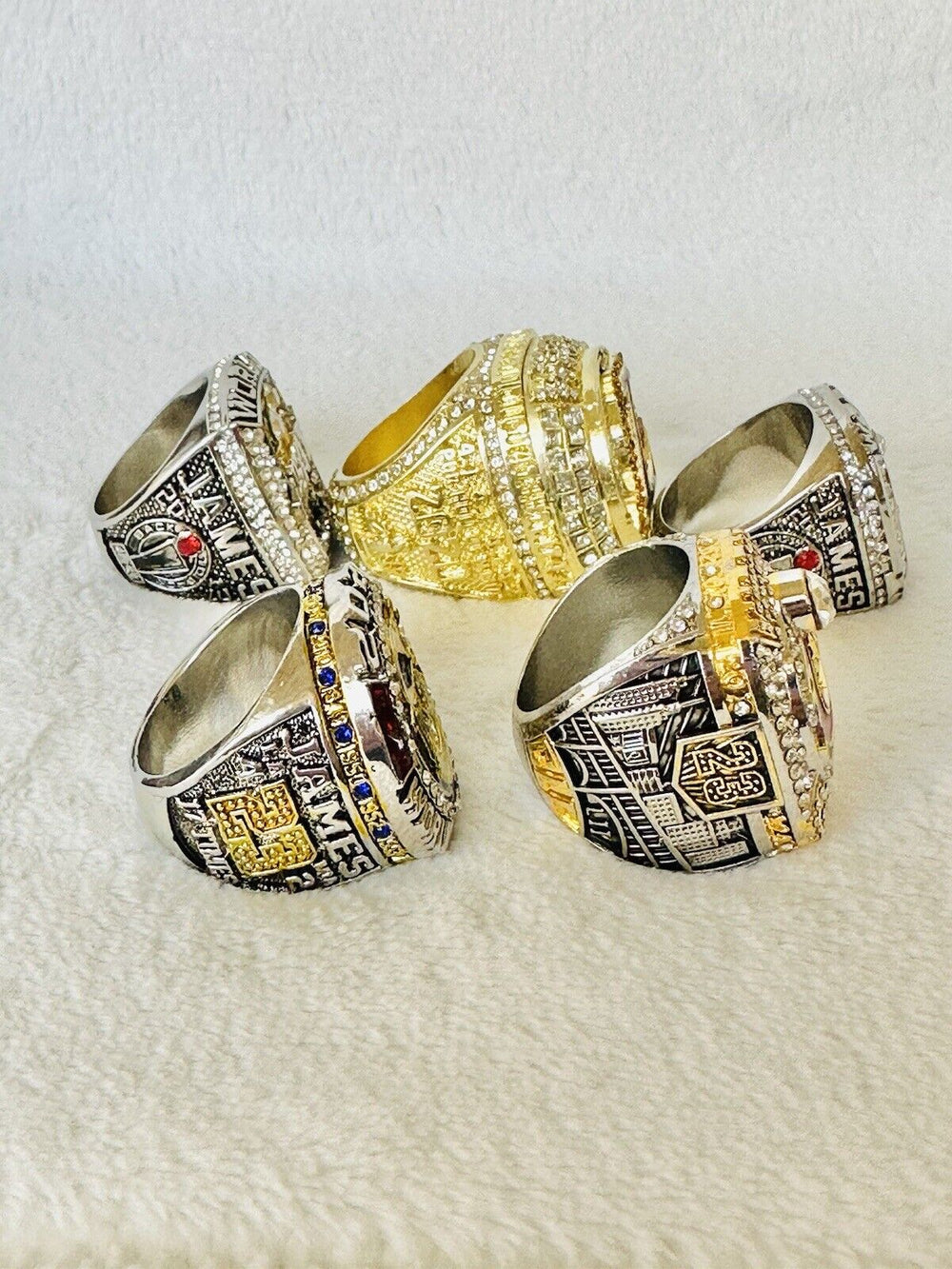5 PCS Lebron James Ultimate Championship Ring Set,  SHIP - EB Sports Champion's Cache