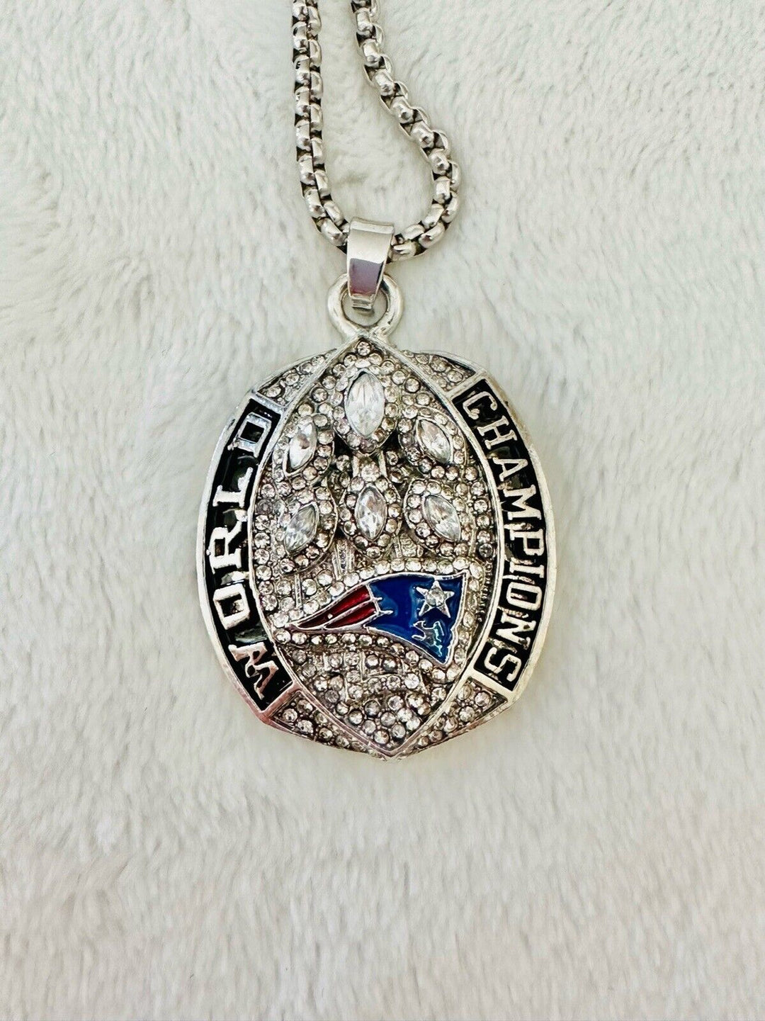 2018 New England Patriots Championship Pendant Silver Necklace, US SHIP - EB Sports Champion's Cache