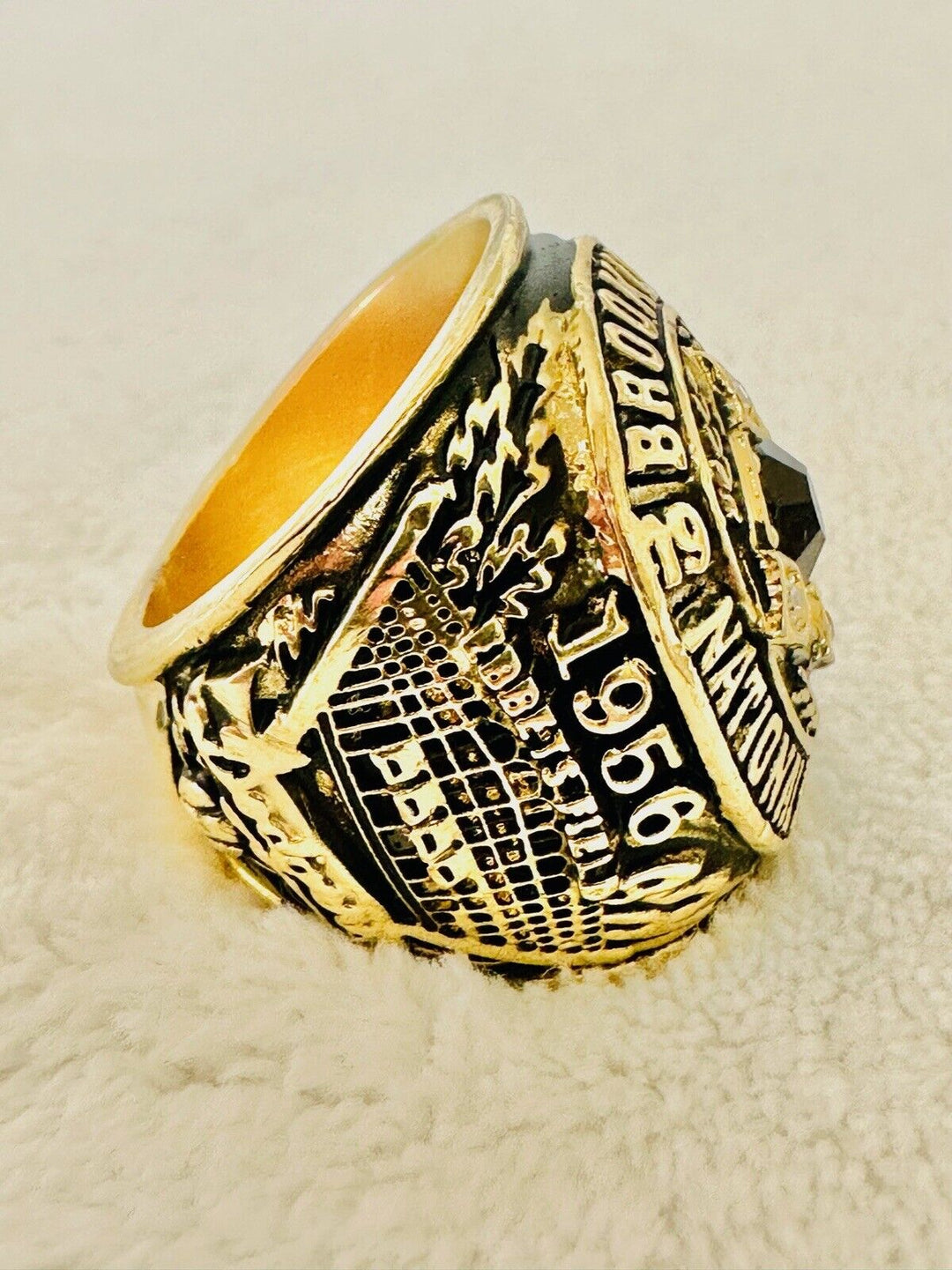 1956 Brooklyn Dodgers 18k GP Brass NL Championship Ring W Wood Box, US SHIP - EB Sports Champion's Cache