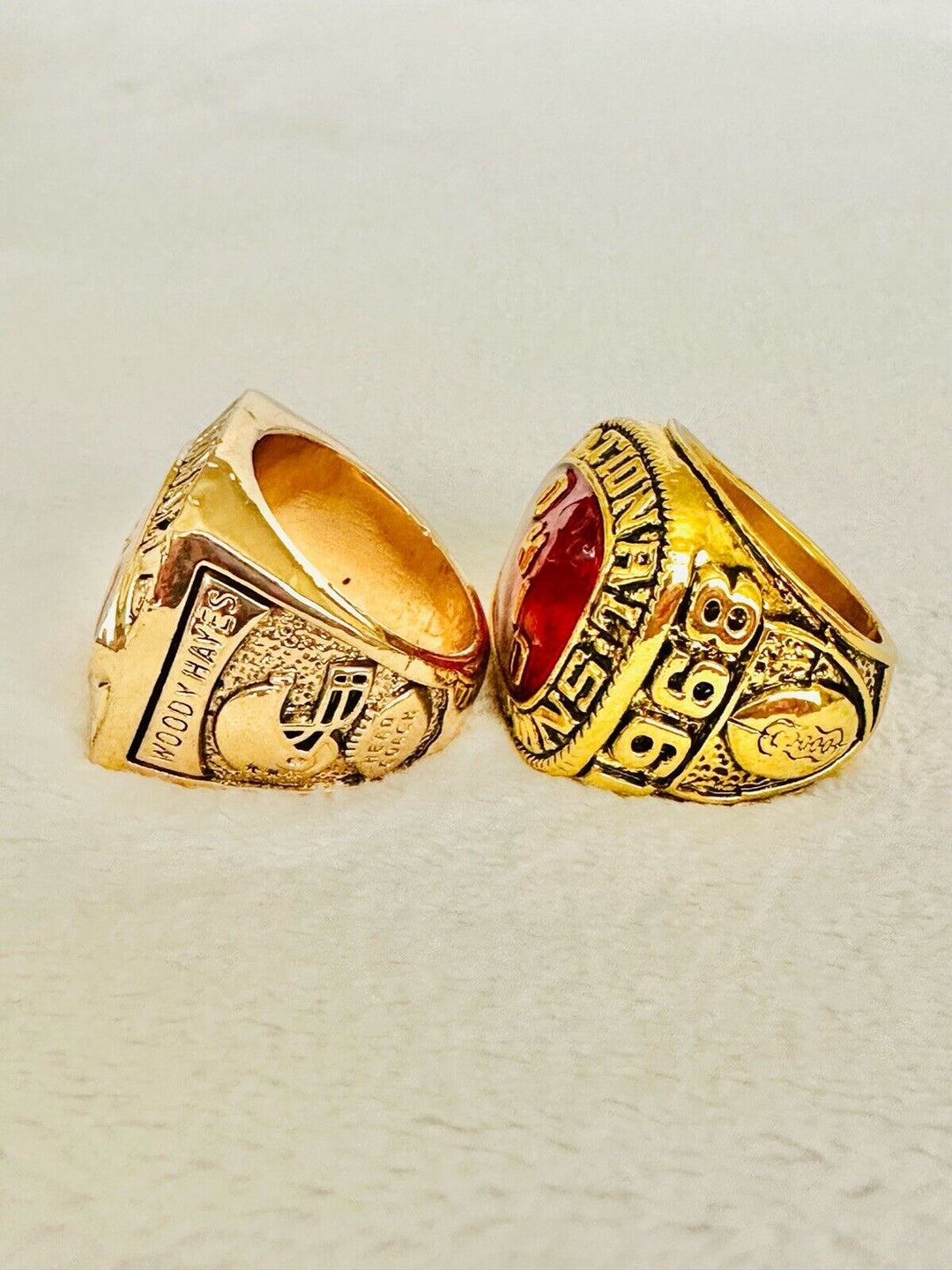 2 PCS Ohio State NCAA Championship Ring Set, US SHIP 1967/68 back to back - EB Sports Champion's Cache