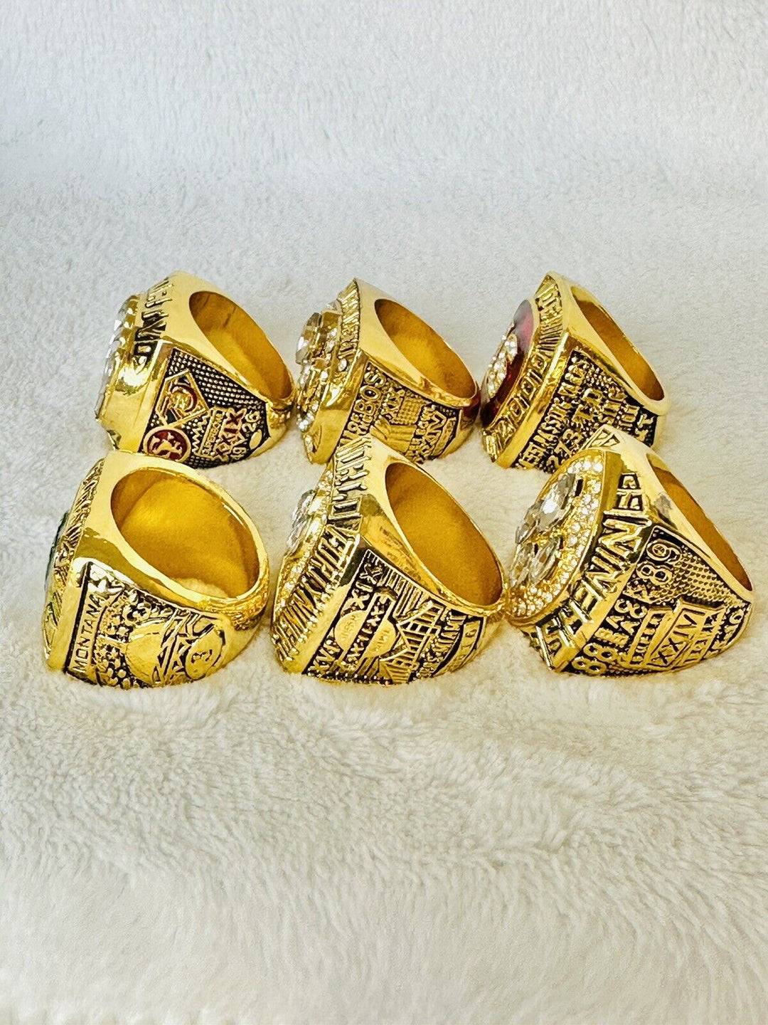 6 Pcs Joe Montana Ultimate Collection 49ers Ring Set M, US SHIP - EB Sports Champion's Cache