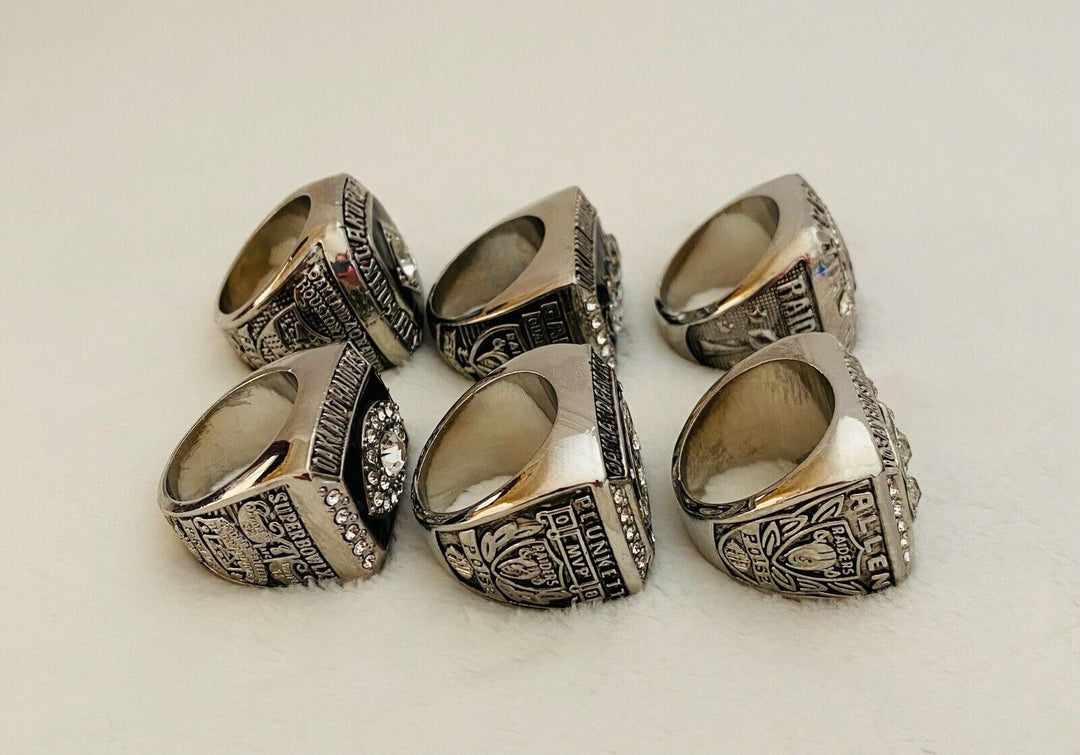 6 PCS Oakland Raiders Championship Ring Complete Set, US SHIP - EB Sports Champion's Cache
