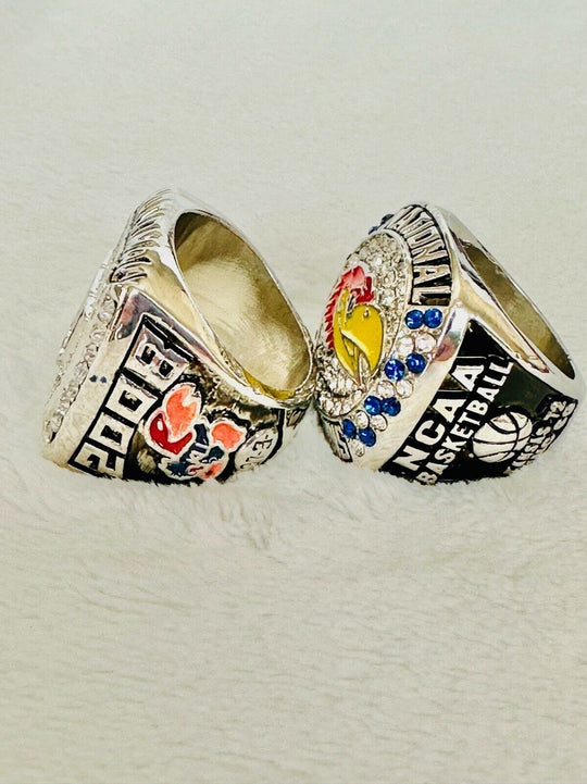 2 PCS Kansas Jayhawks B-ball National Championship Ring, US SHIP 2008/2022 - EB Sports Champion's Cache