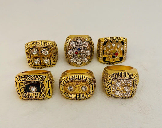 6 PCS Pittsburgh Steelers Ring SB Championship Complete SET W Box, USA SHIP - EB Sports Champion's Cache