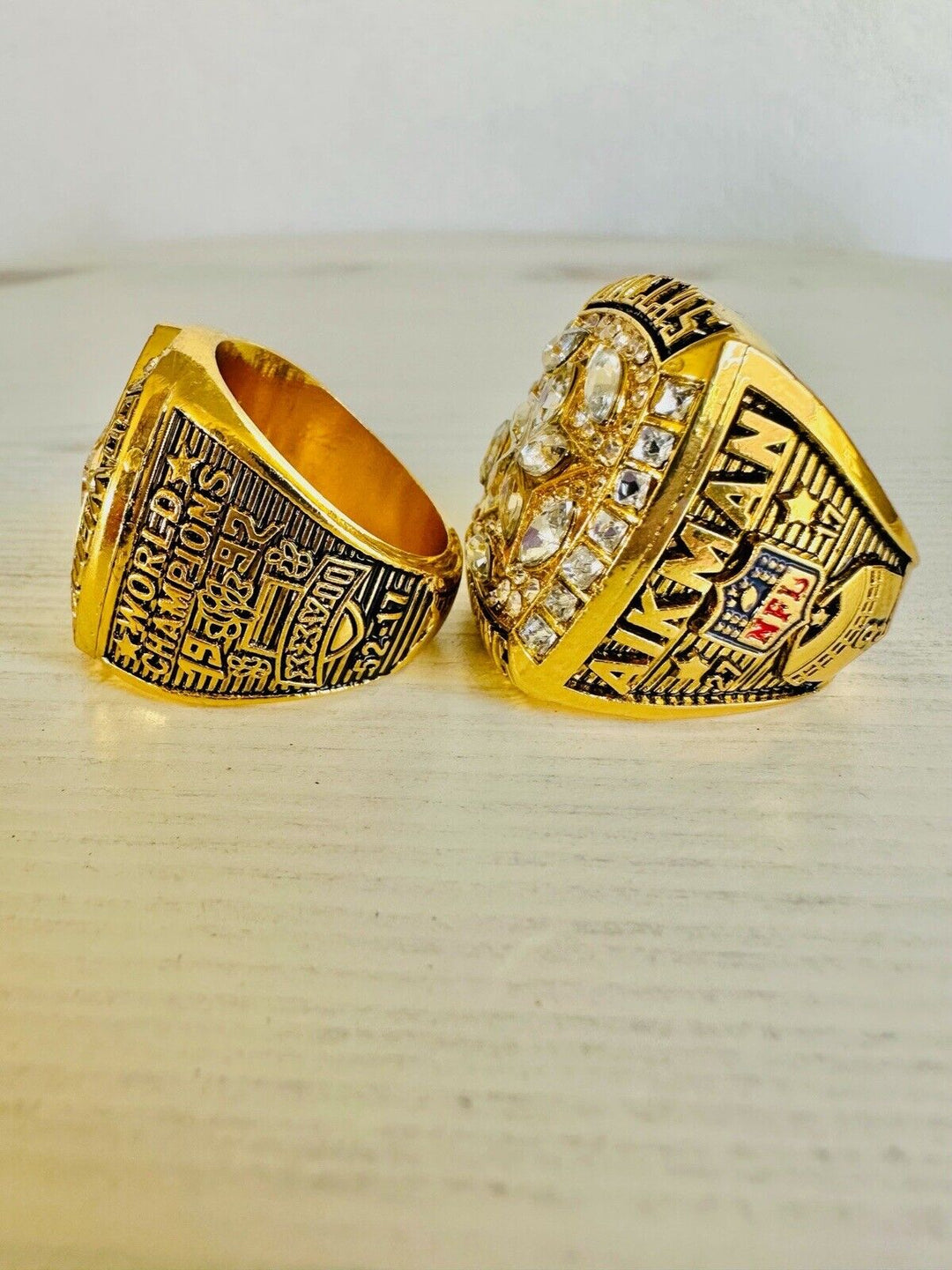 2 PCS Dallas Cowboys Championship Ring SET W Case, US SHIP 1992/95 Aikman MVP - EB Sports Champion's Cache