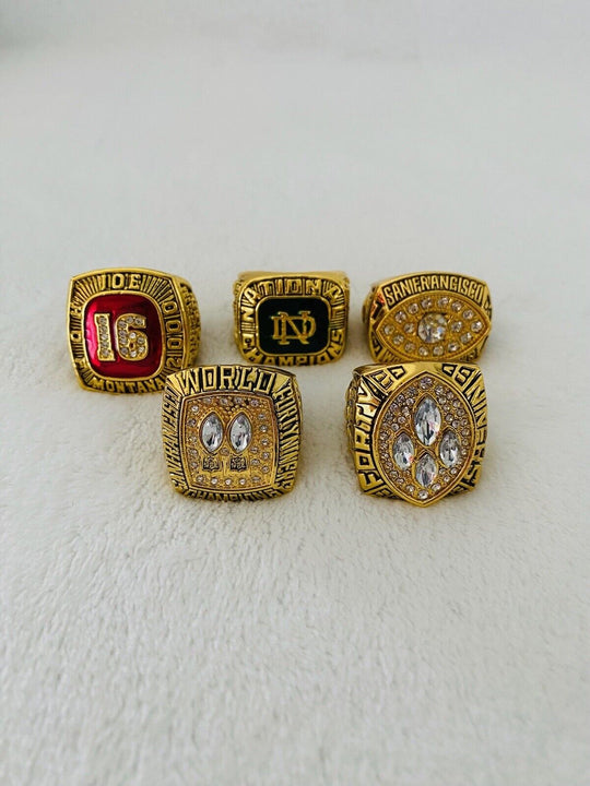5 Pcs Joe Montana Ultimate Collection 49ers Ring Set W Box, US SHIP - EB Sports Champion's Cache
