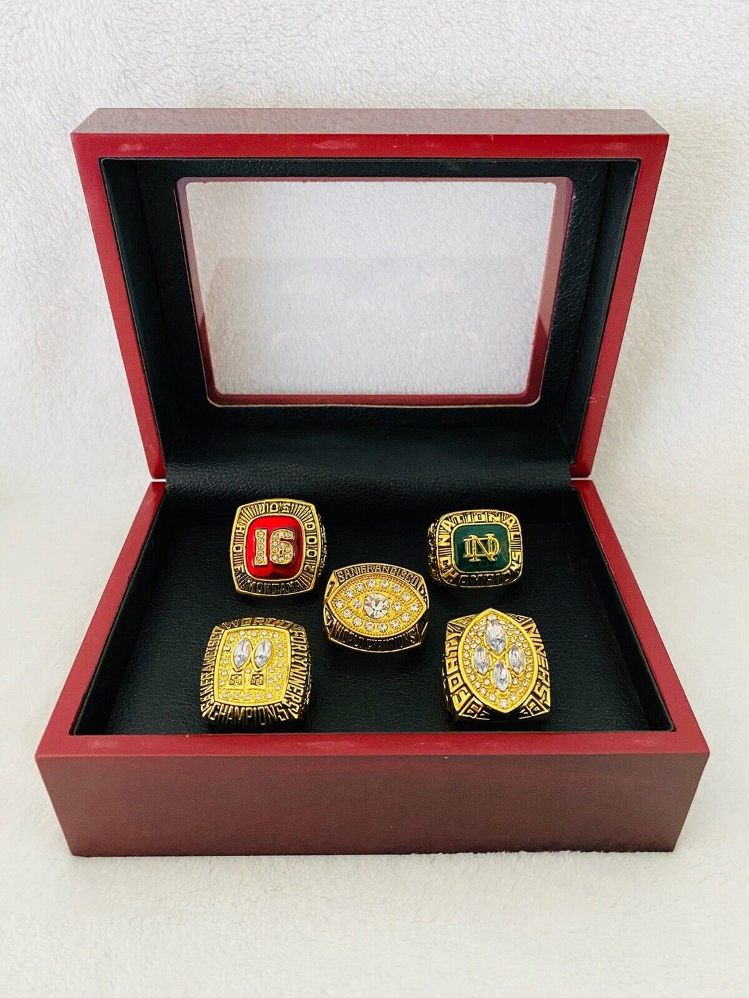 5 Pcs Joe Montana Ultimate Collection 49ers Ring Set W Box, US SHIP - EB Sports Champion's Cache