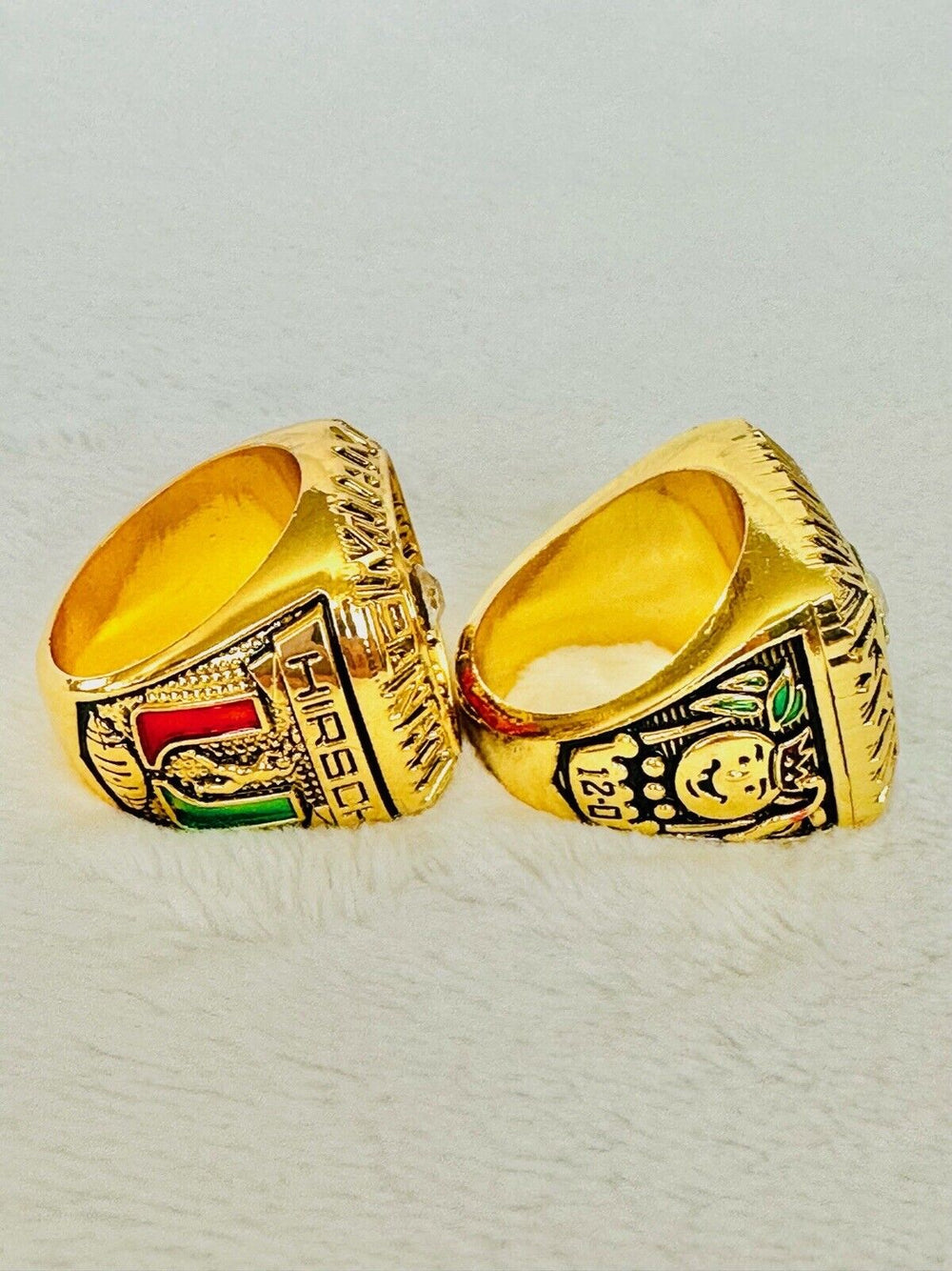 2 PCS Miami Hurricanes NCAA 18k GP Championship Ring m, US SHIP 1983/87 - EB Sports Champion's Cache