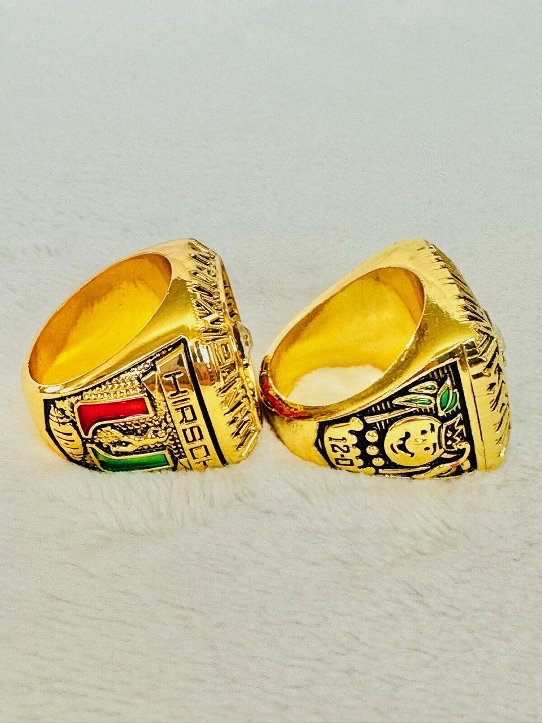 2 PCS Miami Hurricanes NCAA 18k GP Championship Ring m, US SHIP 1983/87 - EB Sports Champion's Cache