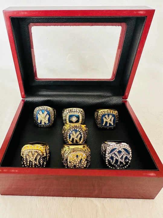 7 PCS NEW YORK Yankees World Series Champions Ring Set W Box, US SHIP 1977-2009 - EB Sports Champion's Cache