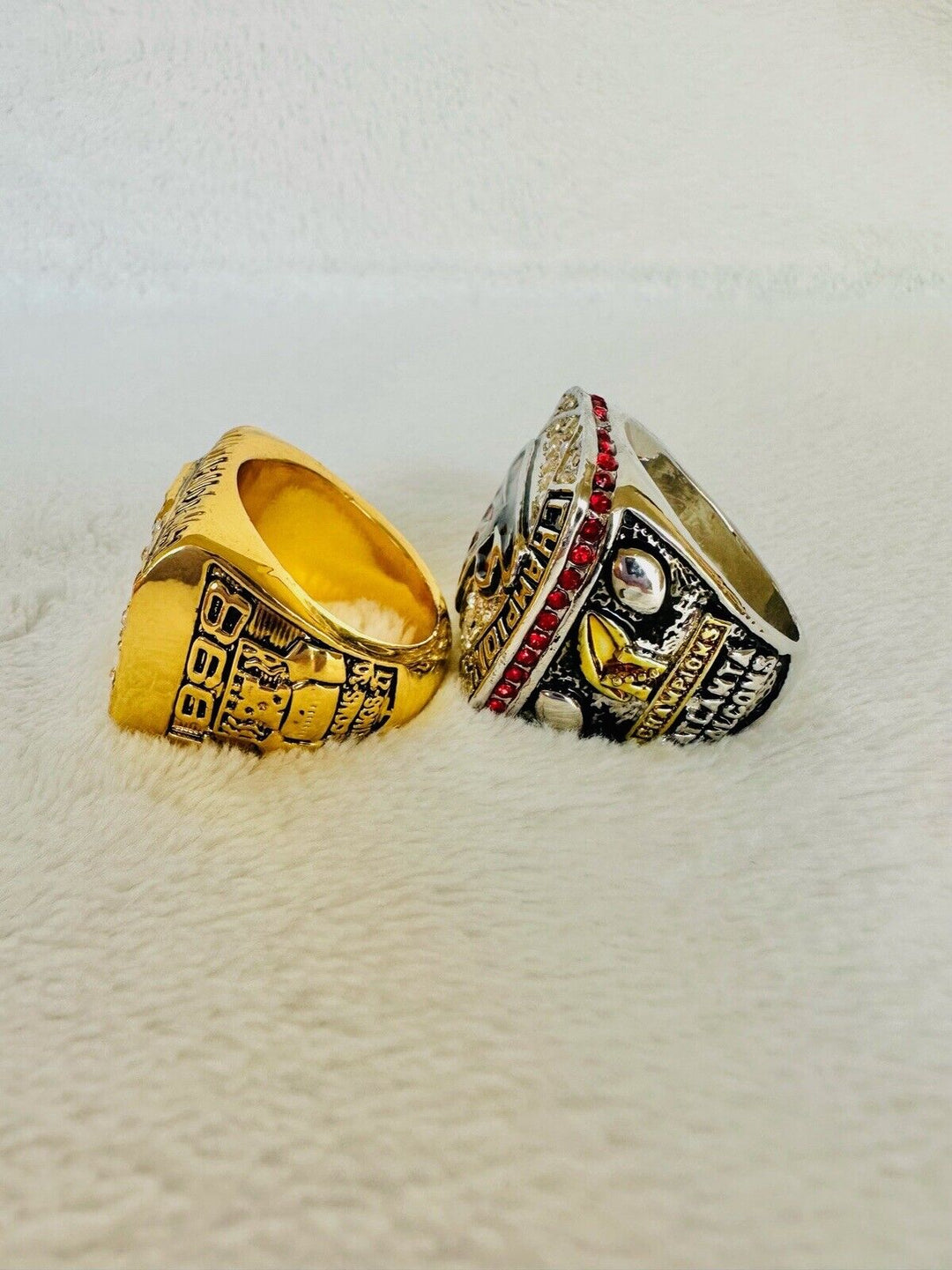 2 Pcs Atlanta Falcons NFC Championship Ring Replica, US SHIP 1998/2016 - EB Sports Champion's Cache