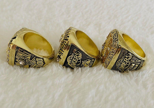 3 Pcs Los Angeles Lakers 3 Peat Ring Set,  SHIP 2000/01/02 - EB Sports Champion's Cache