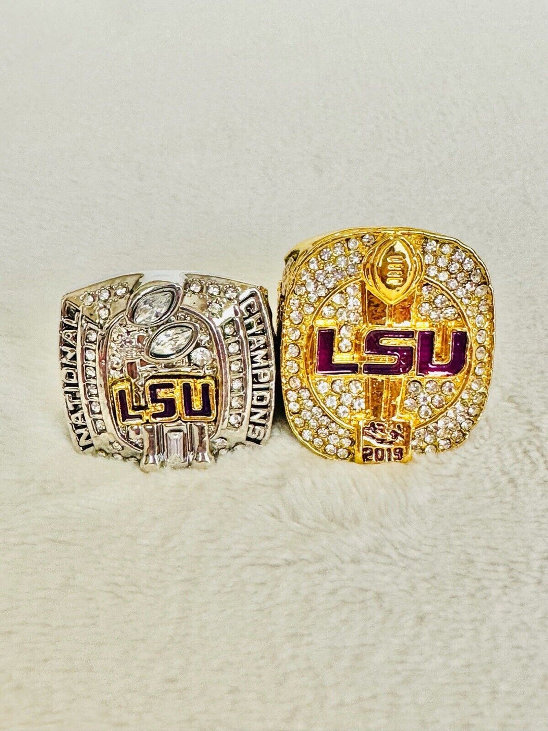 2 PCS LSU Tigers National Championship Ring W Box, US SHIP 2007/19 - EB Sports Champion's Cache
