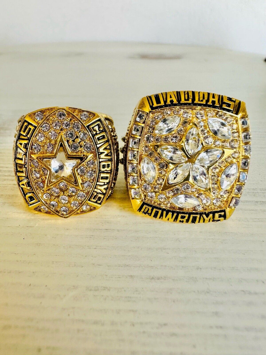 2 PCS Dallas Cowboys Championship Ring SET W Case, US SHIP 1992/95 Aikman MVP - EB Sports Champion's Cache
