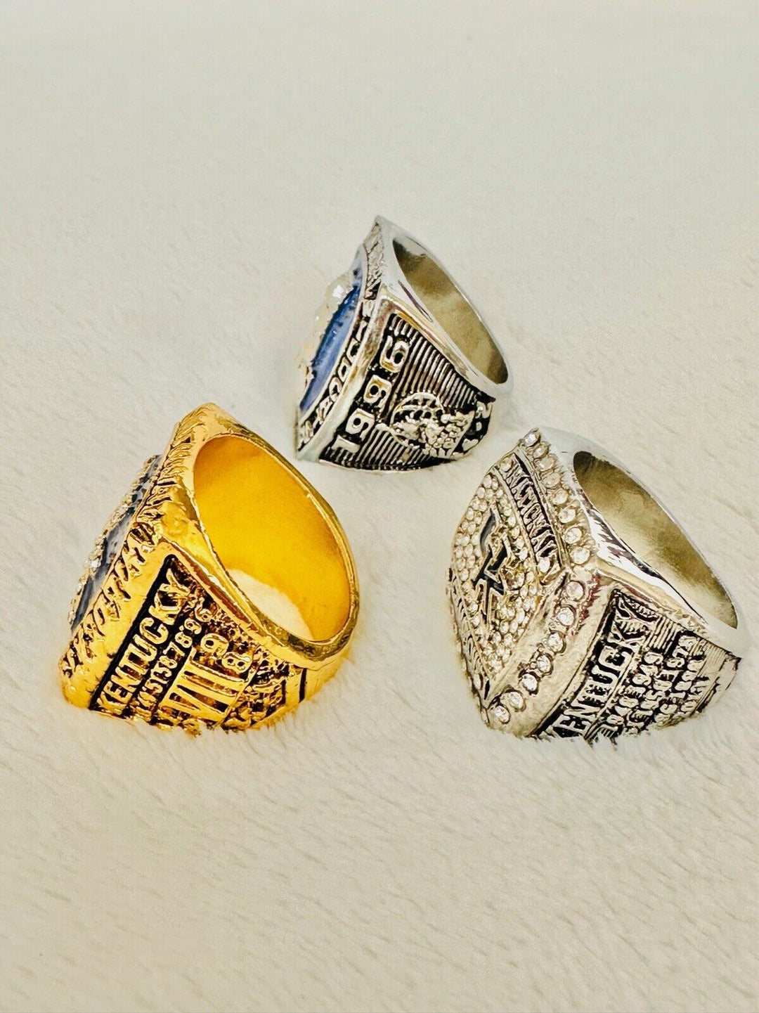 3 PCS Kentucky Wildcats 18k GP Brass Championship Ring, US SHIP 1996/98/2012 - EB Sports Champion's Cache