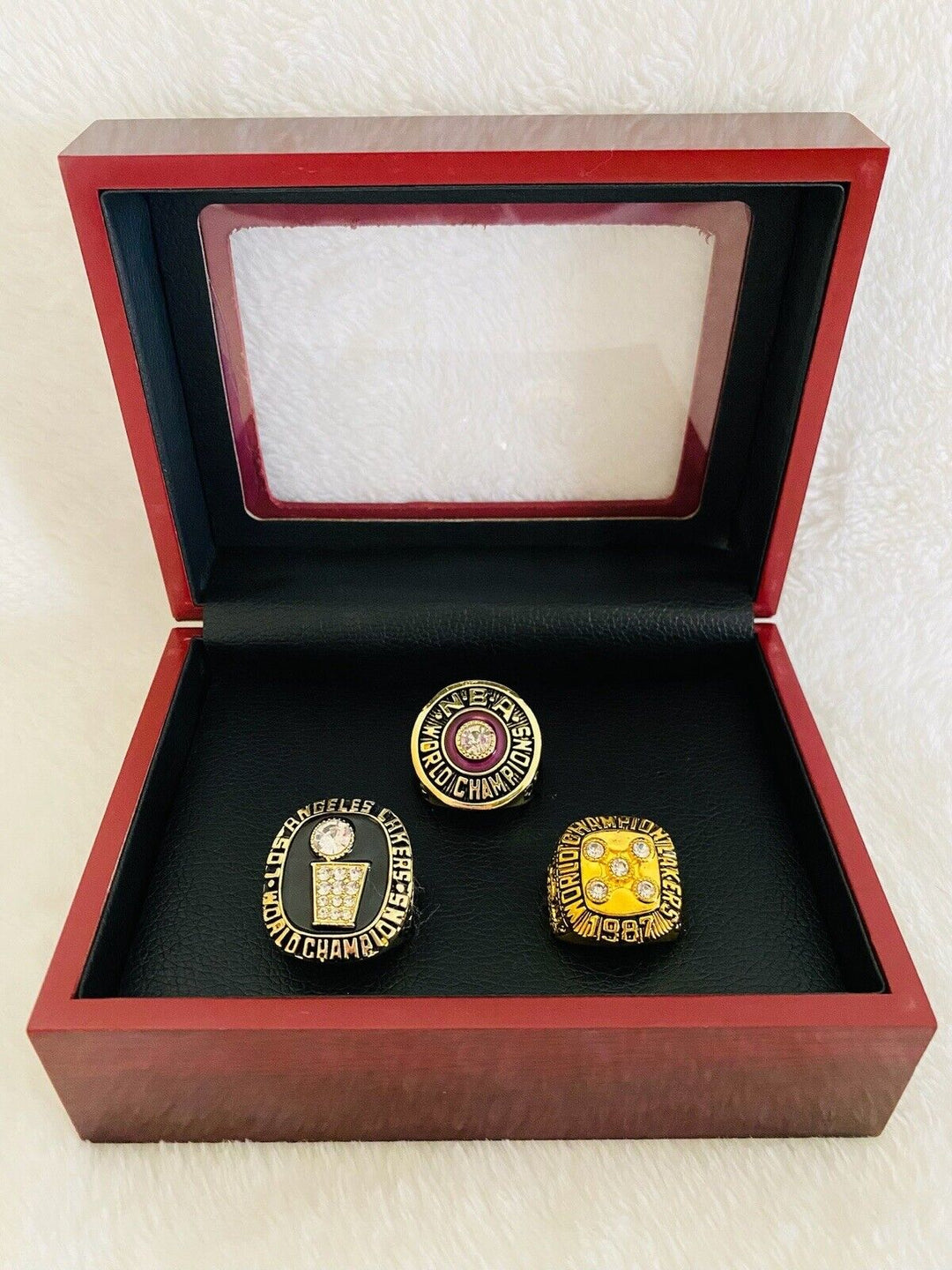 3 Pcs Los Angeles Lakers Ring Set,  SHIP 1982/85/87 - EB Sports Champion's Cache