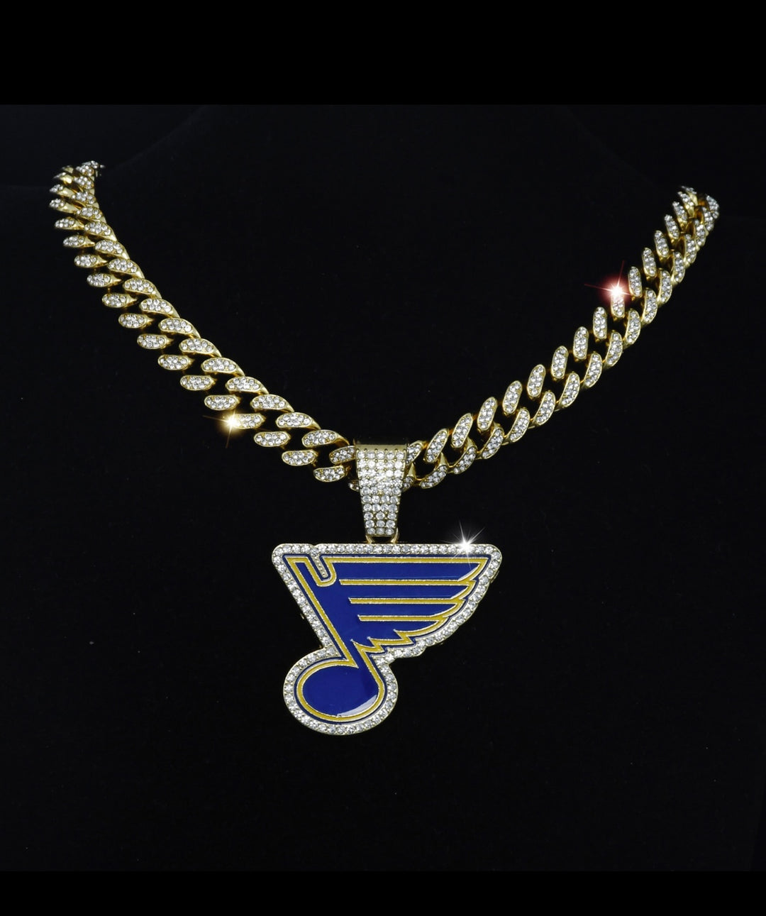 St Louis Blues Large Gold Iced Cuban Chain 20” - EB Sports Championship Rings