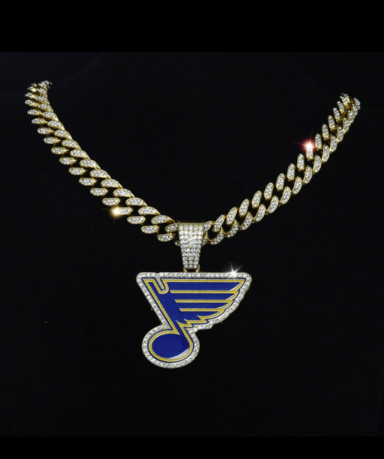 St Louis Blues Large Gold Iced Cuban Chain 20” - EB Sports Championship Rings