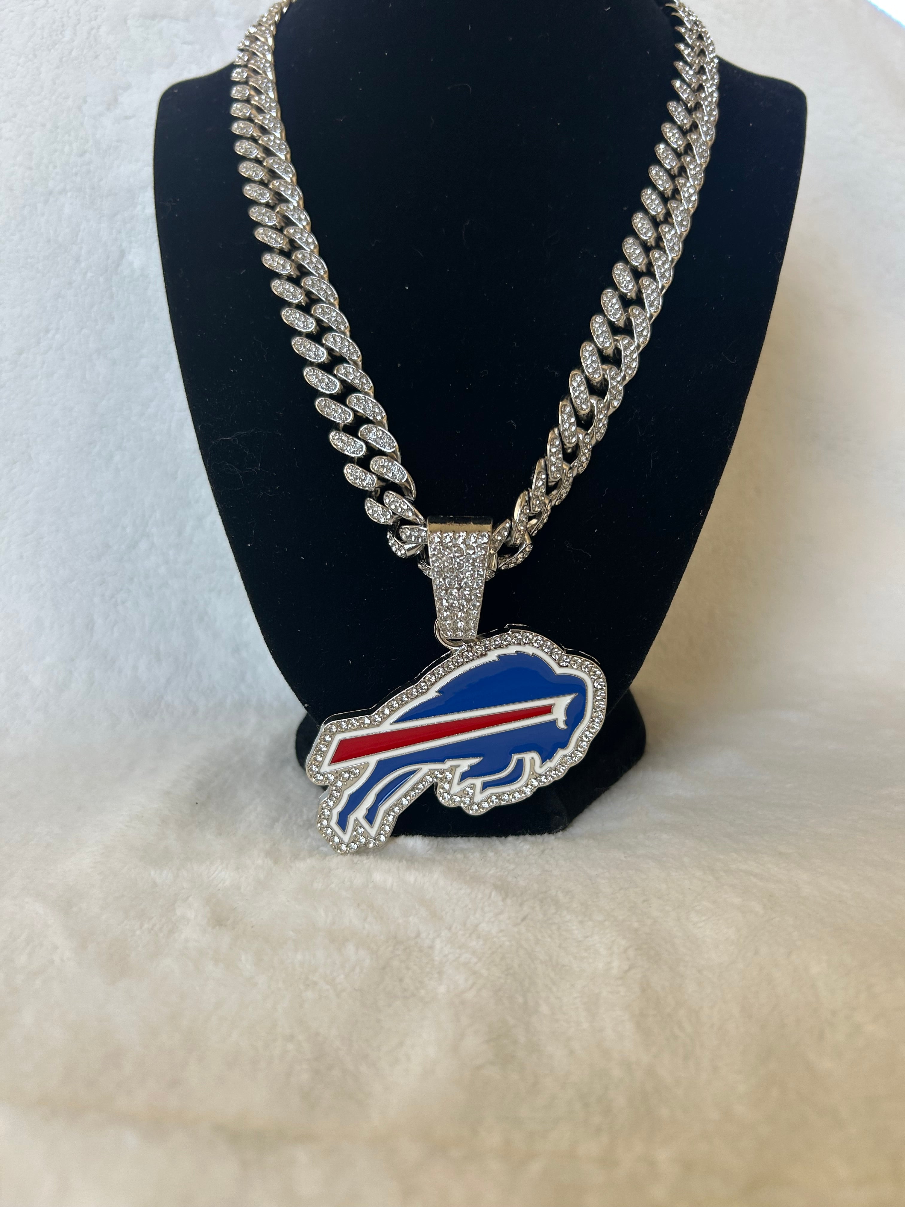 Buffalo Bills Men’s Large Silver Iced Cuban Chain 24”, US SHIP - EB Sports Championship Rings
