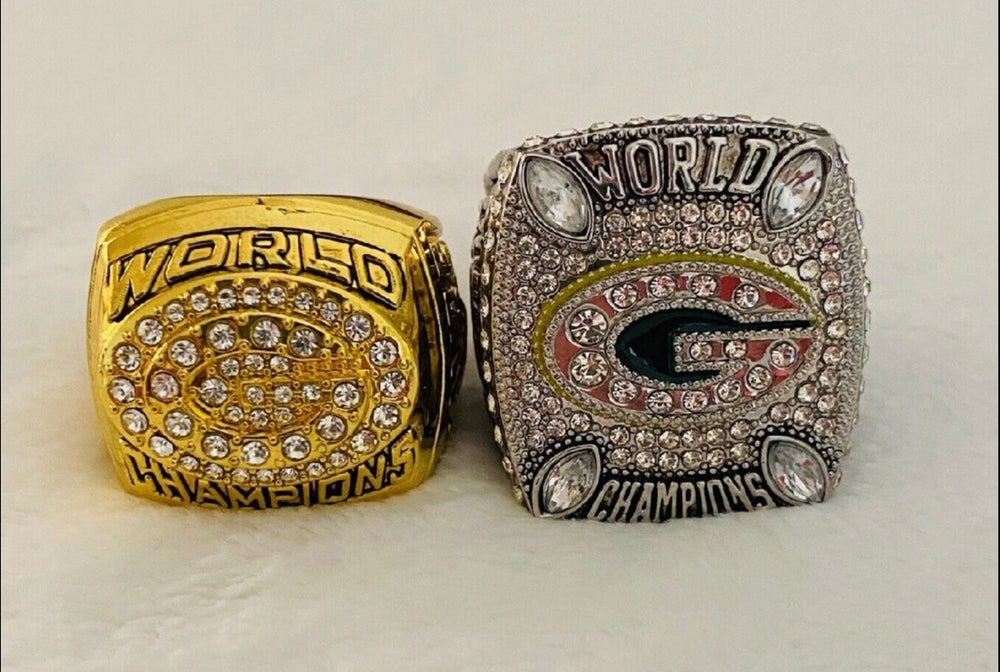 2PCS Green Bay Packers Championship Replica Ring SET W Case, US SHIP. 1996/2010