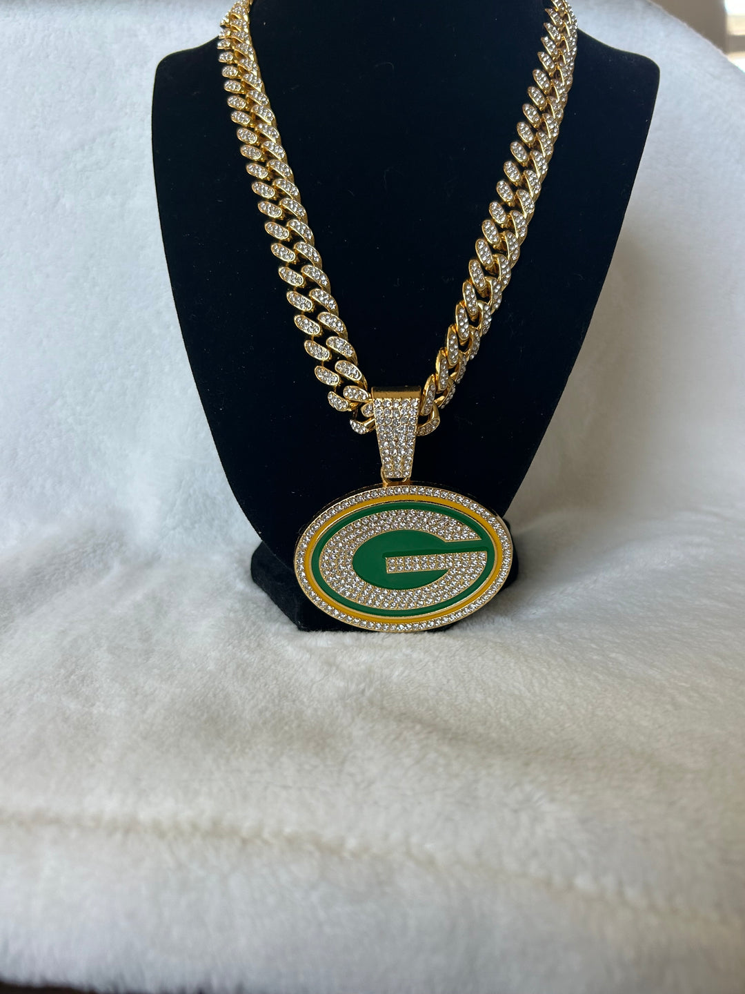 Green Bay Men’s Large Gold Iced Cuban Chain 24”, US SHIP - EB Sports Championship Rings