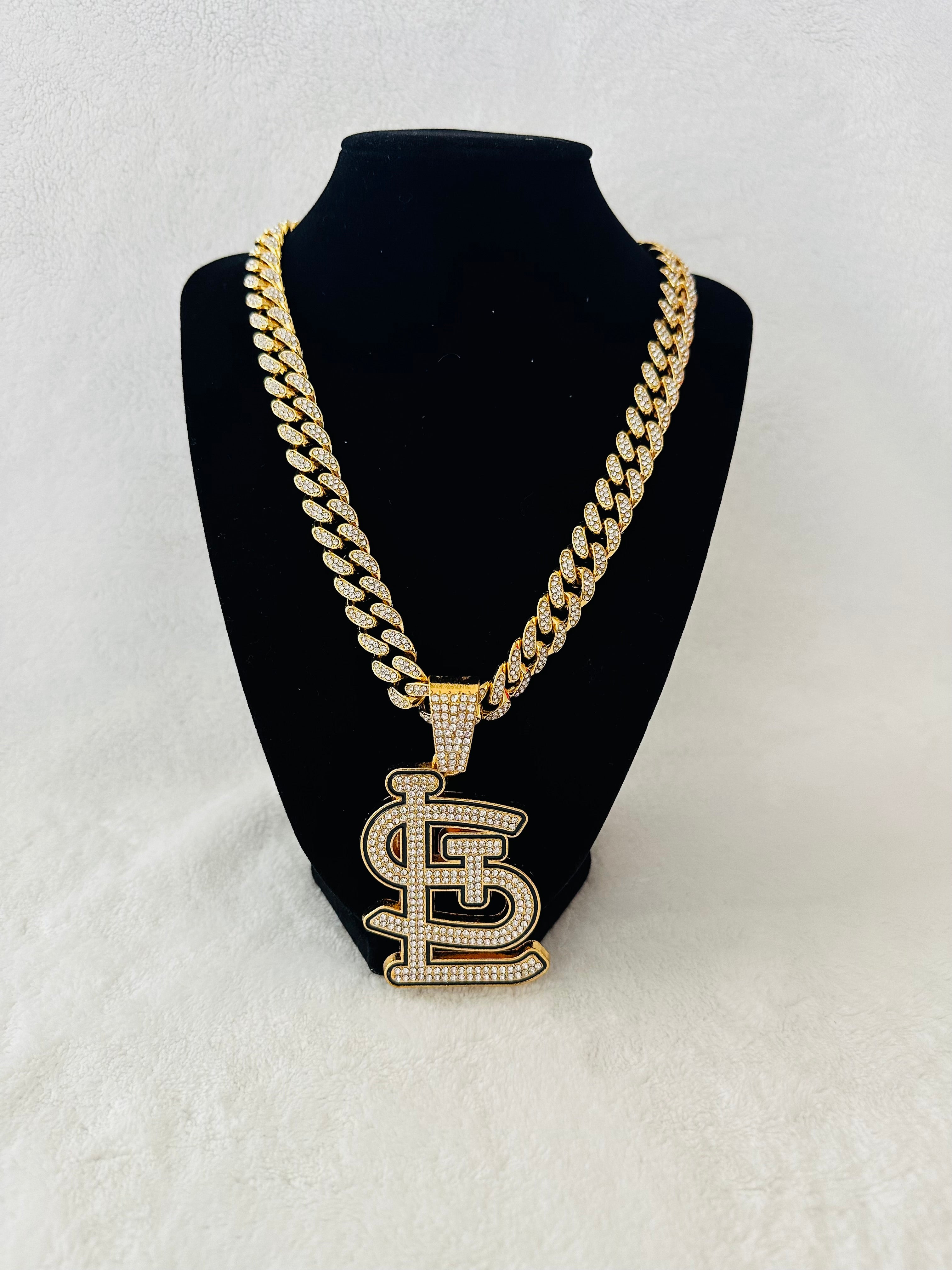 St Louis Cardinals Gold Iced Cuban Chain 24”, US SHIP - EB Sports Championship Rings