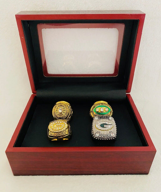 4 PCS Green Bay Packers Super Bowl Ring SET W Case, US SHIP
