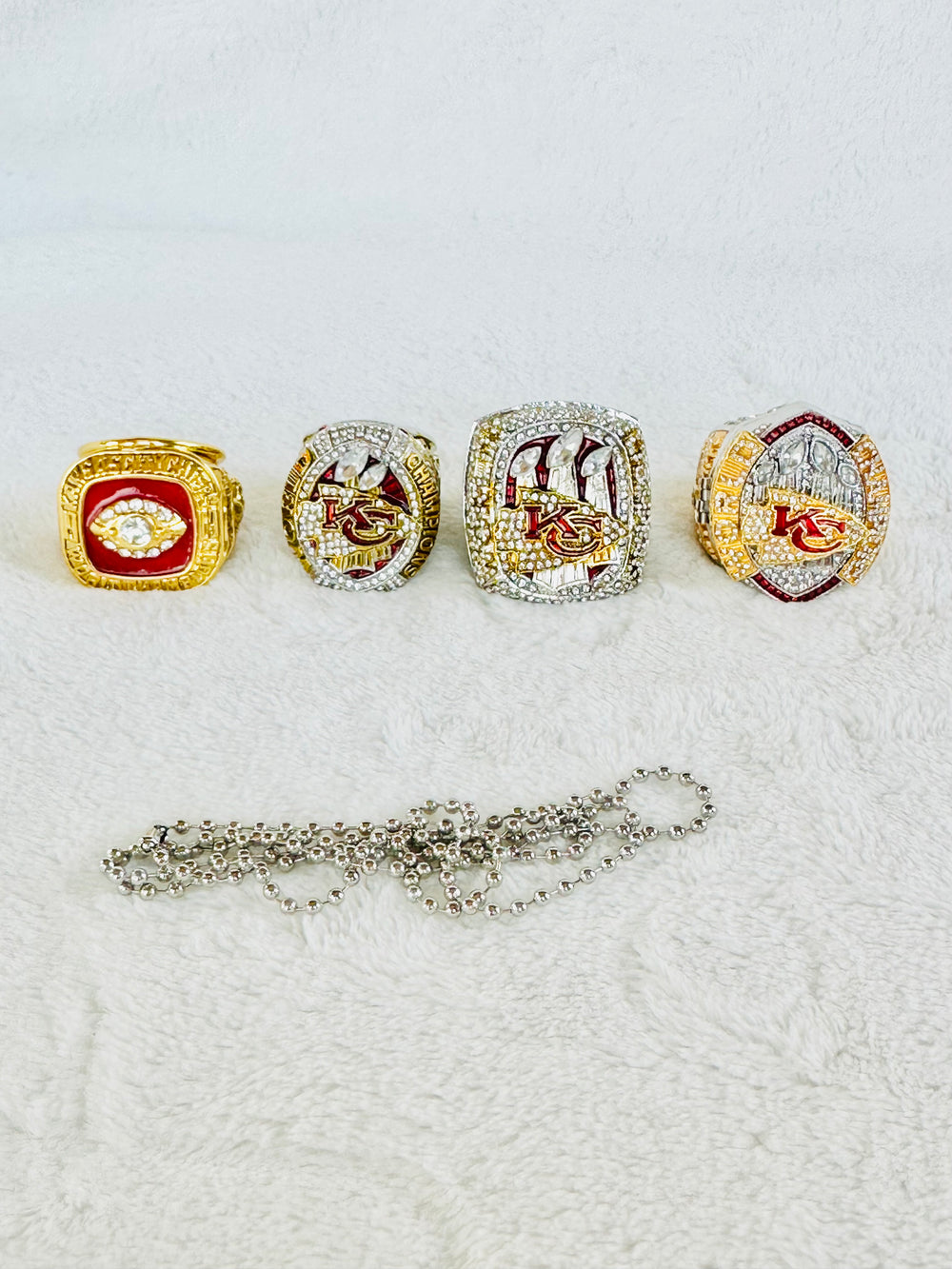 4 PCS Kansas City Chiefs Super Bowl Ring Set W Box, Mahomes, US SHIP 1969, 2019, 2023, 2024 New - EB Sports Championship Rings