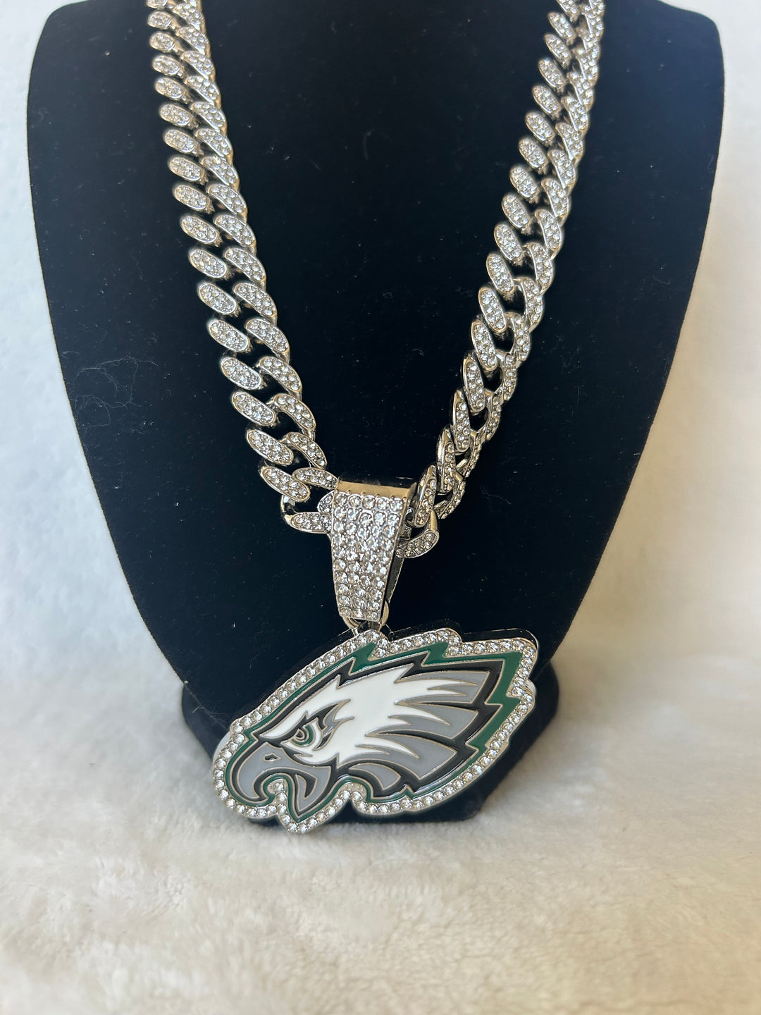 Philadelphia Eagles Men’s Large Silver Iced Cuban Chain 24”, US SHIP - EB Sports Championship Rings