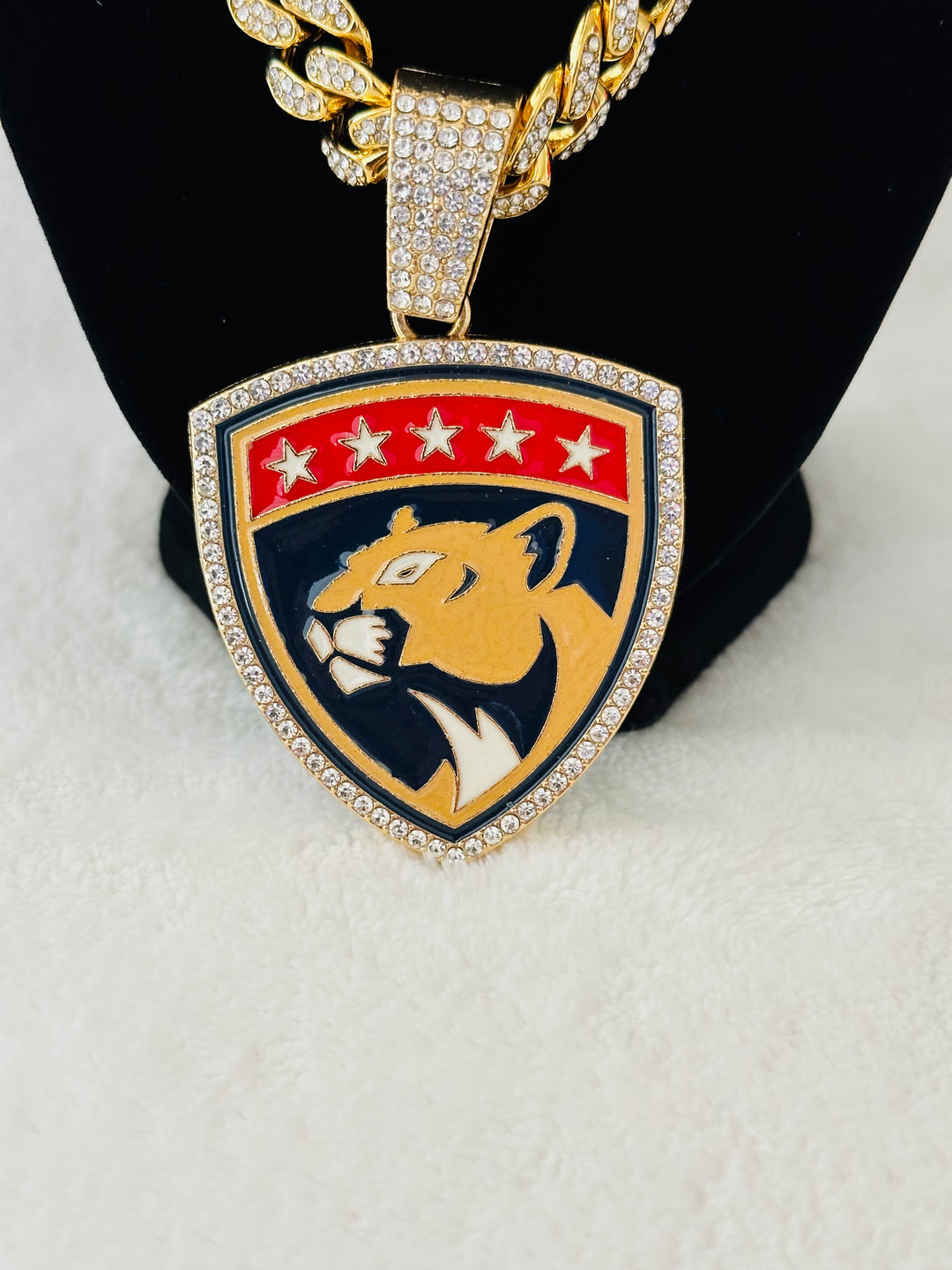 Florida Panthers Large Gold Iced Cuban Chain 20” - EB Sports Championship Rings