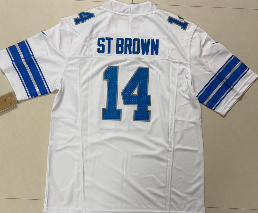 Amon St. Brown #14 Detroit Lions White Nike Stitched Jersey, Carry L and XL
