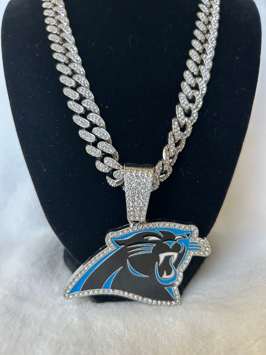 Carolina Panthers Men’s Large Silver Iced Cuban Chain 24”, US SHIP - EB Sports Championship Rings