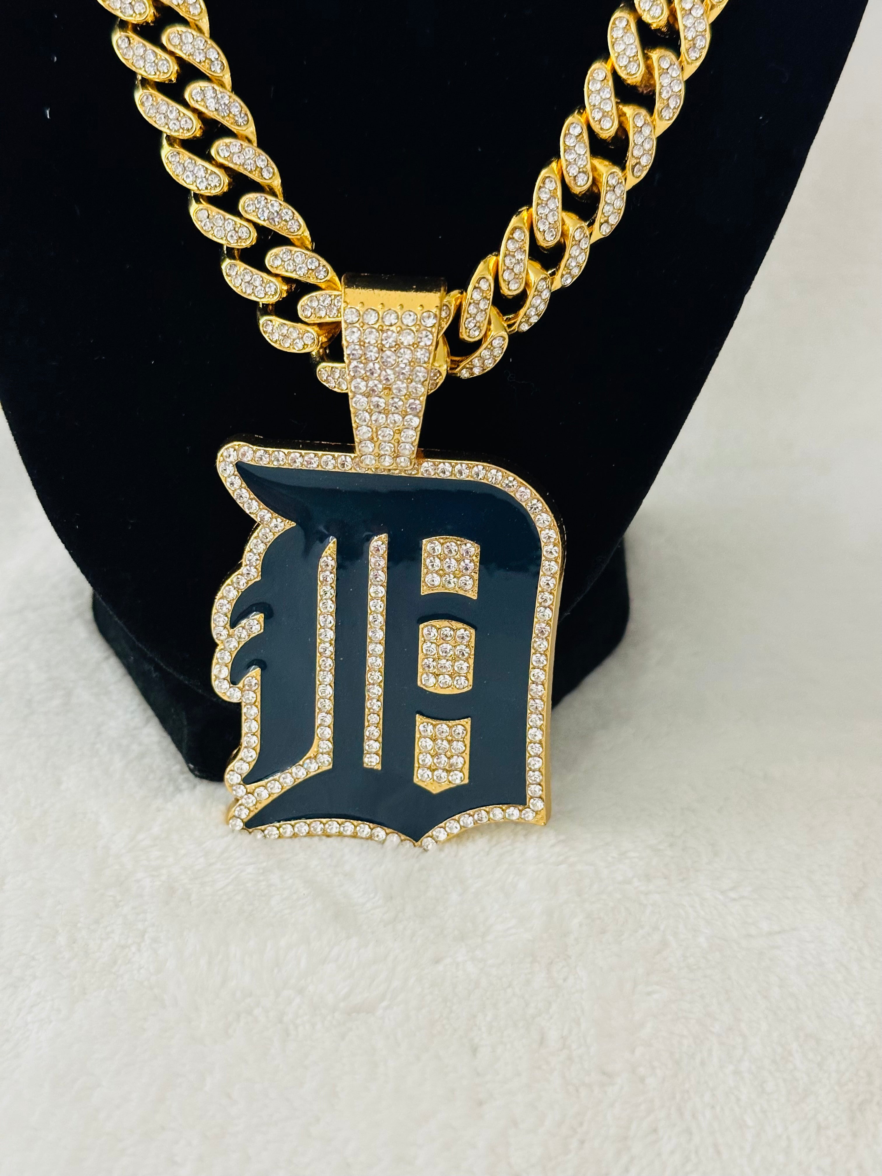 Detroit Tigers gold Iced Cuban Chain 24”, US SHIP - EB Sports Championship Rings