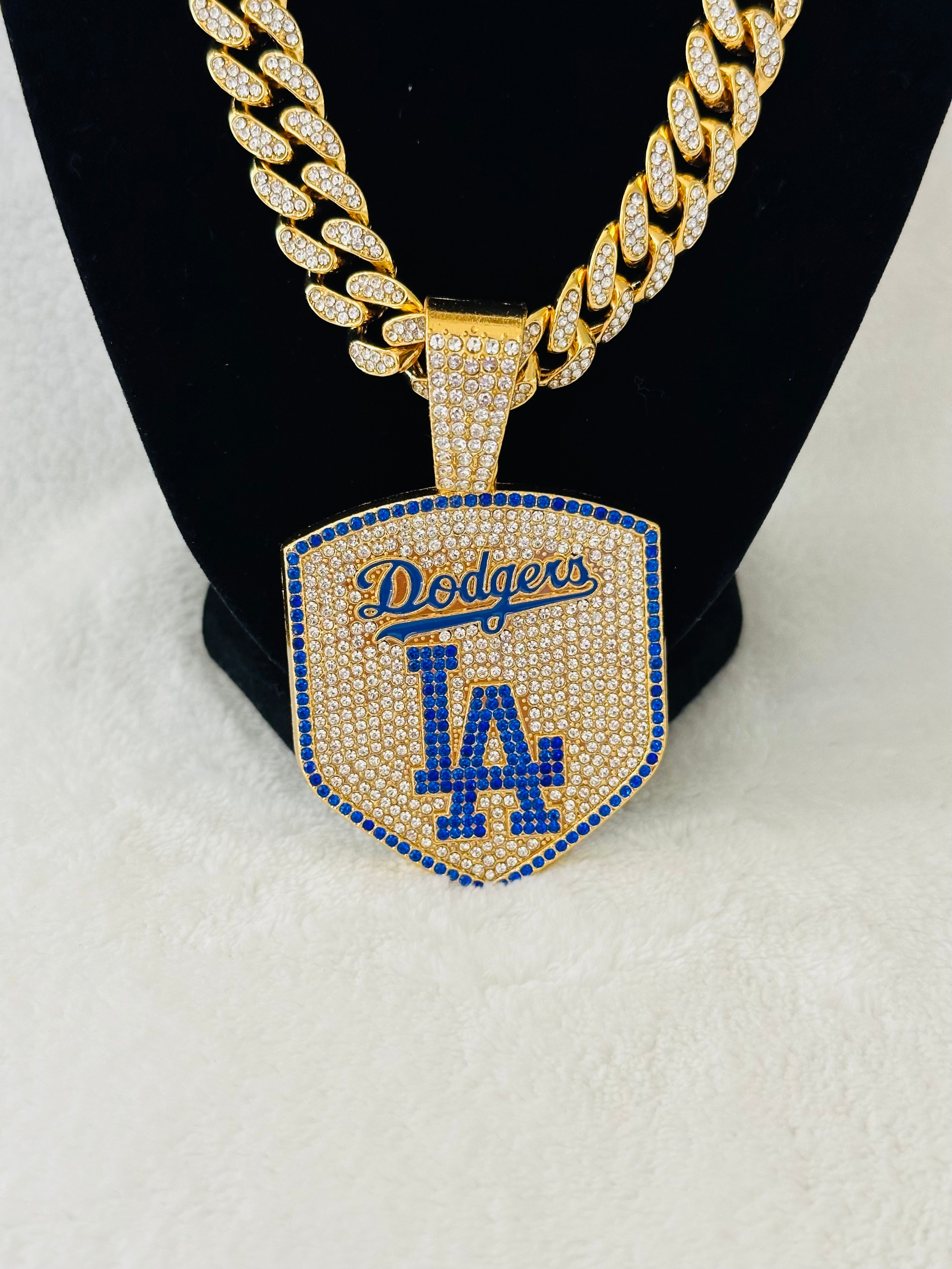 LA Dodgers Gold Iced Cuban Chain 24”, US SHIP - EB Sports Championship Rings