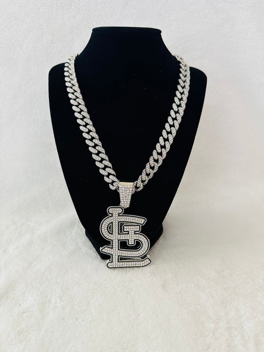 St Louis Cardinals Silver Iced Cuban Chain 24”, US SHIP - EB Sports Championship Rings