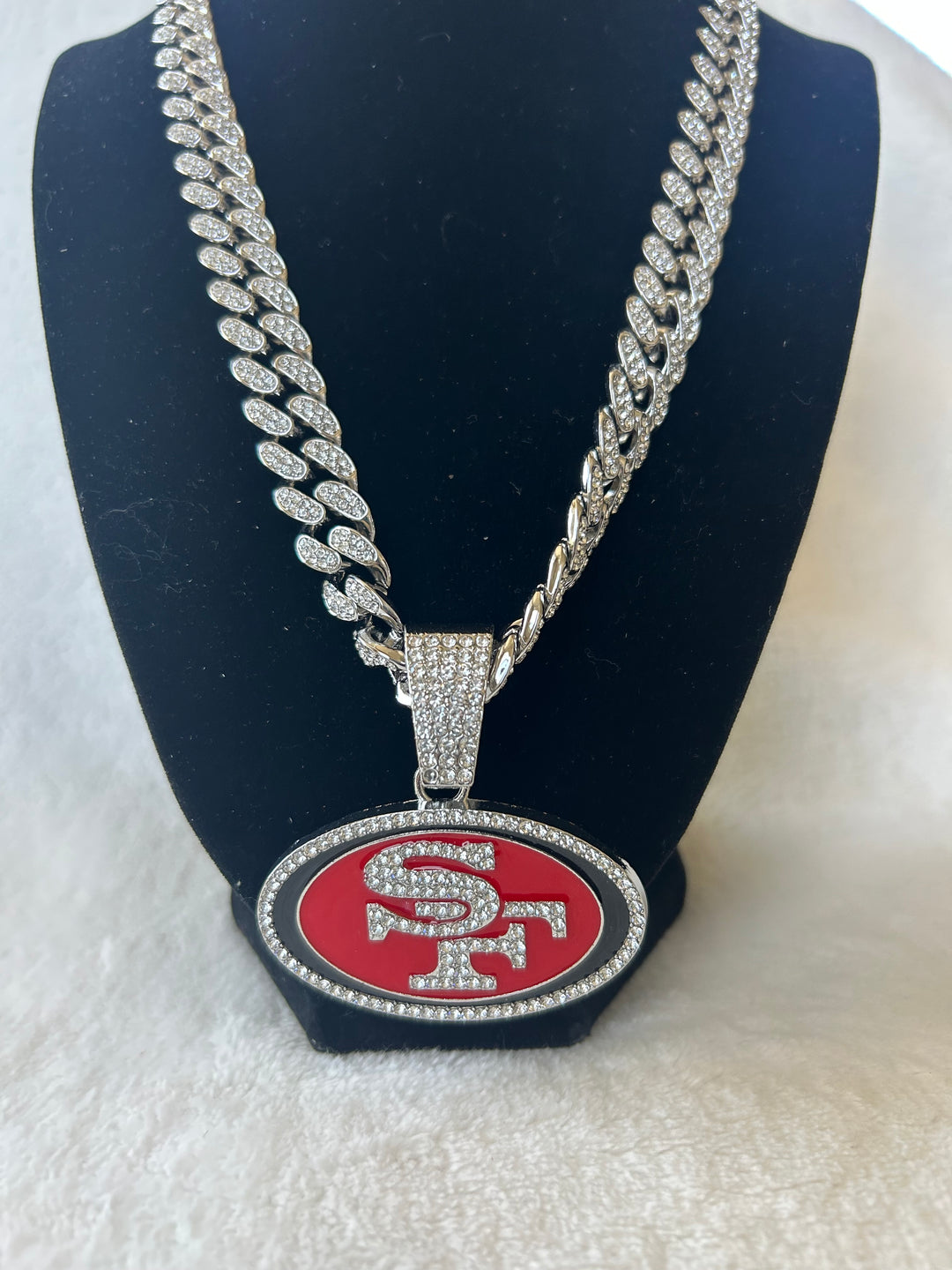 San Francisco 49ers Men’s Large Silver Iced Cuban Chain 24”, US SHIP - EB Sports Championship Rings