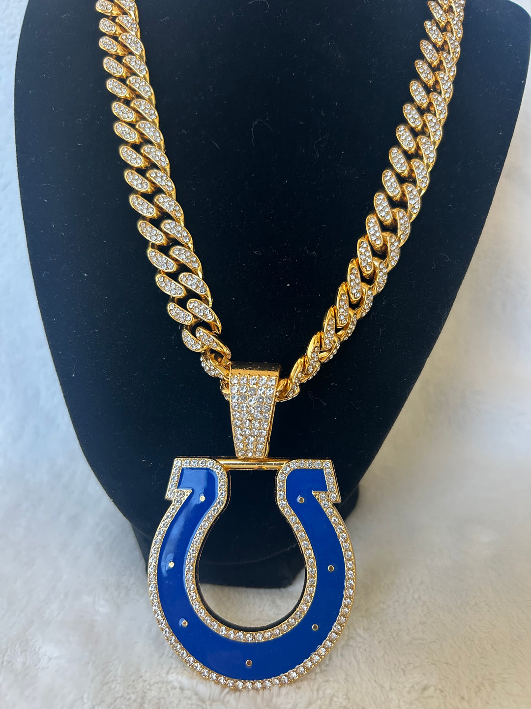 Indianapolis Colts Men’s Large Gold Iced Cuban Chain 24”, US SHIP - EB Sports Championship Rings