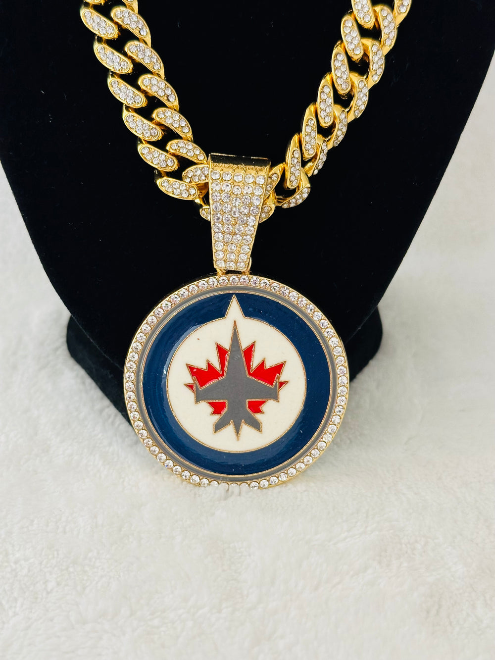 Winnipeg Jets Gold Iced Cuban Chain 24”, US SHIP - EB Sports Championship Rings
