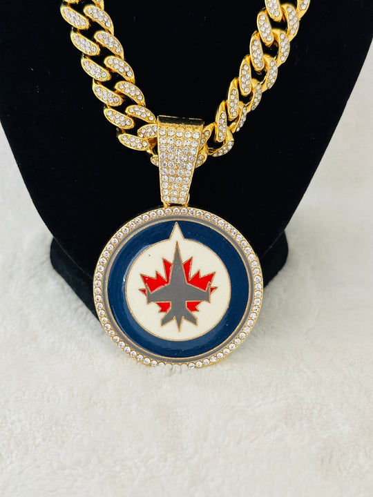 Winnipeg Jets Gold Iced Cuban Chain 24”, US SHIP - EB Sports Championship Rings
