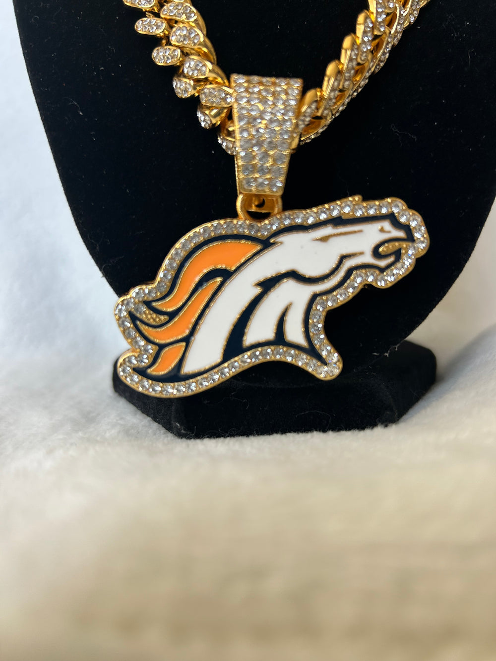 Denver Broncos Men’s Large Gold Iced Cuban Chain 24”, US SHIP - EB Sports Championship Rings